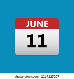 11th June calendar icon. June 11 calendar Date Month icon