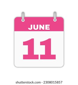 11th June calendar leaf. June 11 calendar icon calendar page vector illustration