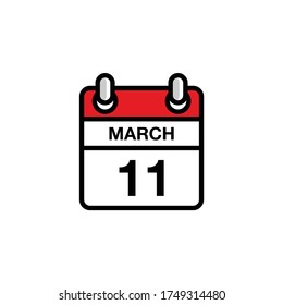 11 de febrero fecha del calendario del icono plano, hora, día, mes. Diseño de ilustración de vector