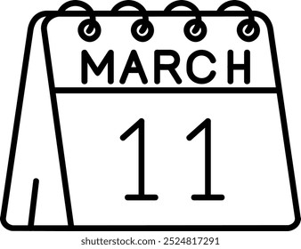 11 de marzo Línea Vector Icon Design