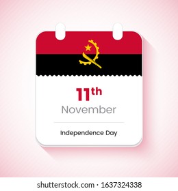 11th November, Independence day of Angola. Creative country independence day calendar concept vector illustration.