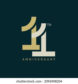 11th Year Anniversary Logo, 11 birthday,  Vector Template Design element for birthday, invitation, wedding, jubilee and greeting card illustration.