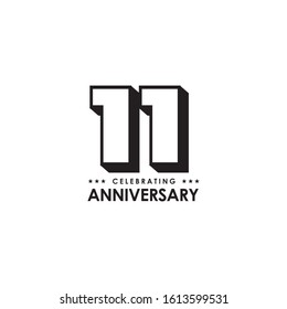 11th year anniversary logo design vector illustration template