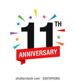 11th Years Anniversary Logo Design Vector. Modern Illustration