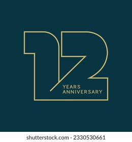 12, 12th Years Anniversary Logo, 12 birthday,  Vector Template Design element for invitation, wedding, jubilee and greeting card illustration.