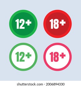 12 and 18 plus Label. vector illustration