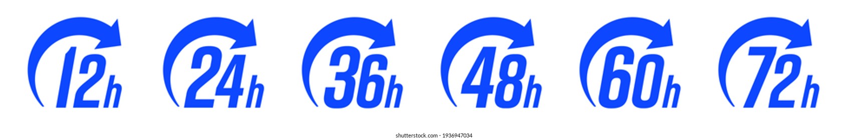 12, 24, 36, 48, 60, 72 hour arrow vector template design