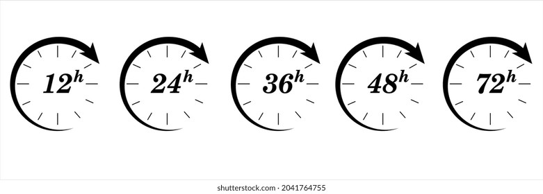 12 24 36 48 72 working hours icon vector set
