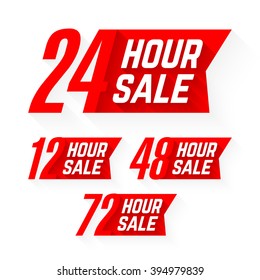 12, 24, 48 and 72 Hour Sale labels. Vector illustration. svg