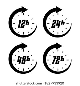 12, 24, 48, and 72 Hours Time Clock Arrow Signs