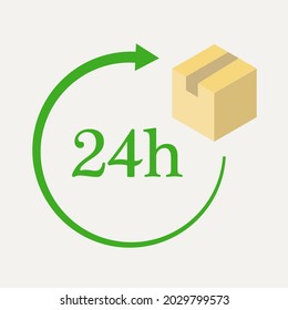 12, 24 and 48 Hour Delivery Shipping Flat Vector Icon Set