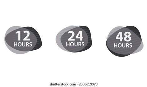 12, 24 and 48 Hour Delivery Shipping Flat Vector Icon Set. eps10