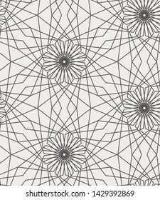 12 or 6 Fold Islamic Geometric Pattern Seamless Repeat Vector Pattern Swatch.  Triangle and Polygon Line Pattern.  Brown and Cream.  Arab, Muslim, Ramadan, Moroccan.