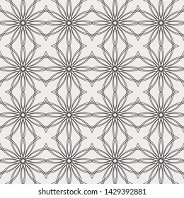 12 or 6 Fold Islamic Geometric Pattern Seamless Repeat Vector Pattern Swatch.  Triangle and Polygon Line Pattern.  Brown and Cream.  Arab, Muslim, Ramadan, Moroccan.