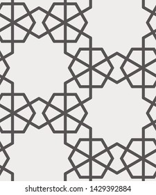 12 or 6 Fold Islamic Geometric Pattern Seamless Repeat Vector Pattern Swatch.  Triangle and Polygon Line Pattern.  Brown and Cream.  Arab, Muslim, Ramadan, Moroccan.