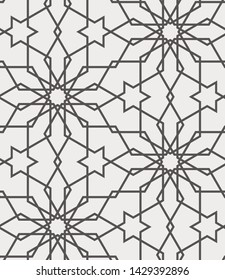 12 or 6 Fold Islamic Geometric Pattern Seamless Repeat Vector Pattern Swatch.  Triangle and Polygon Line Pattern.  Brown and Cream.  Arab, Muslim, Ramadan, Moroccan.