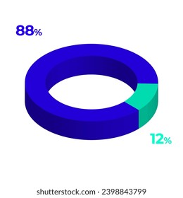 12 88 3d 3d ejemplo de gráfico circular de donut eps vector 