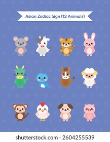 12 Animal Characters Asian Zodiac Sign