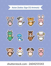 12 Animal Characters Asian Zodiac Sign