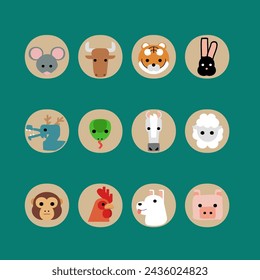 12 animal Chinese zodiac sign svg