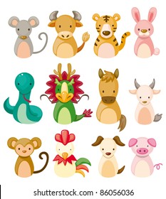 12 animal icon set,Chinese Zodiac animal ,