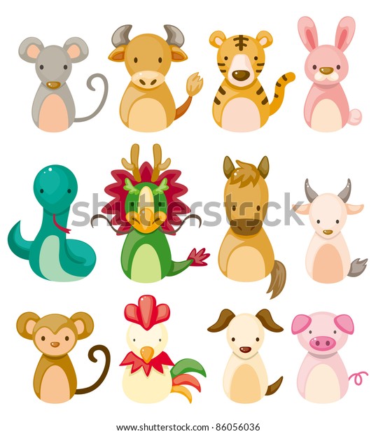 12 Animal Icon Setchinese Zodiac Animal Stock Vector (Royalty Free ...