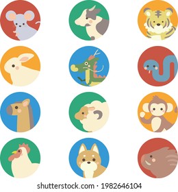 12 animals icon set 2
