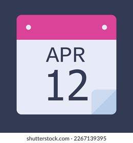 12 April Calendar Black Background, Vector Calendar.