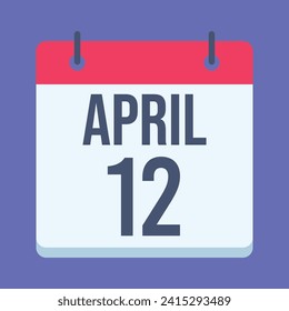 12. April-Kalender. blauer Hintergrund. Vektorkalender.
