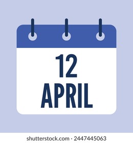 Calendario del 12 de abril. Fondo azul. Calendario de Vector.