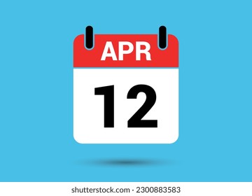 12 April Calendar Date Flat Icon Day 12 Vector Illustration