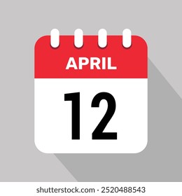 12 abril Calendario Icono Ilustración vectorial Diseño gráfico