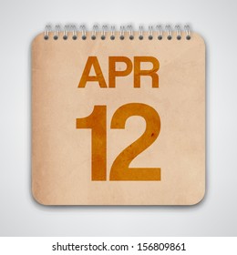 12 April on Old Notebook Vector 