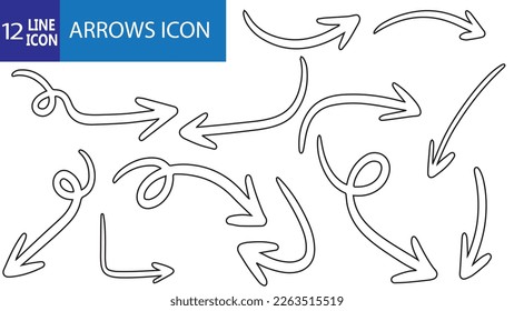 12 Arrow Line icon Pack. Arrow Set