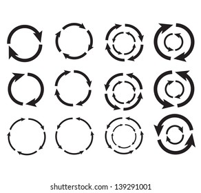 12 arrow pictogram refresh reload rotation loop sign set