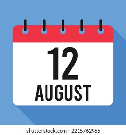 12 August Calendar. Blue Background. Vector Calendar.