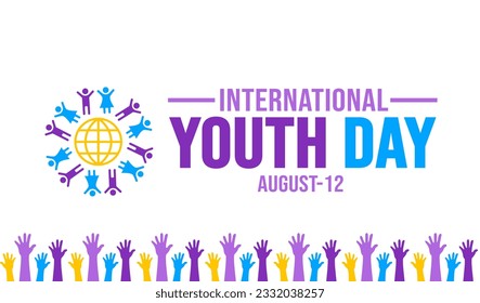 12 August International Youth Day background template. Holiday concept. background, banner, placard, card, and poster design template with text inscription and standard color. vector illustration.
