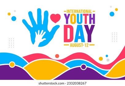 12 August International Youth Day background template. Holiday concept. background, banner, placard, card, and poster design template with text inscription and standard color. vector illustration.