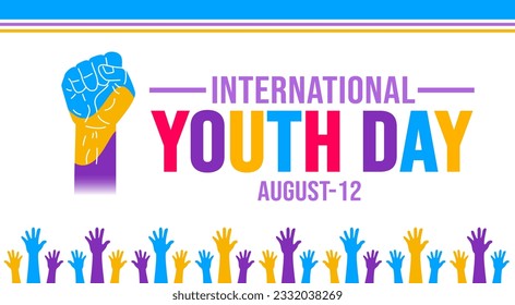 12 August International Youth Day background template. Holiday concept. background, banner, placard, card, and poster design template with text inscription and standard color. vector illustration.
