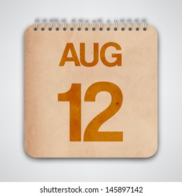 12 August on Old Notebook Vector 