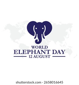 12 de agosto Día Mundial del Elefante, Día Mundial del Elefante celebrado el 12 de agosto, Ilustración vectorial, publicación en redes sociales y Plantilla editable en redes sociales. 