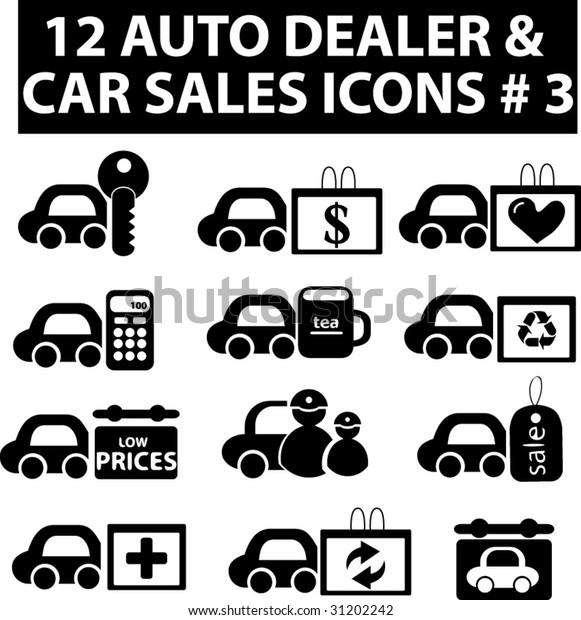 12 auto\
dealer & car sakes icons #\
3.vector