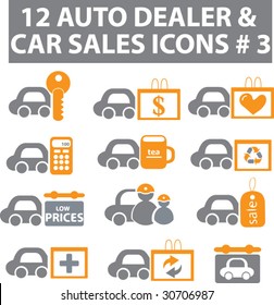 12 Auto Dealer Car Sales Icons.#3. Vector