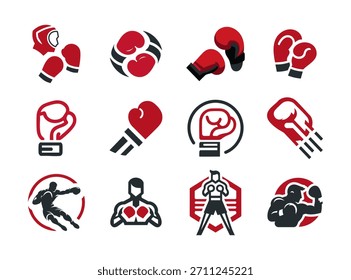 12 Boxeo Logo Set Potente Colección de Emblema Deportivo de Combate