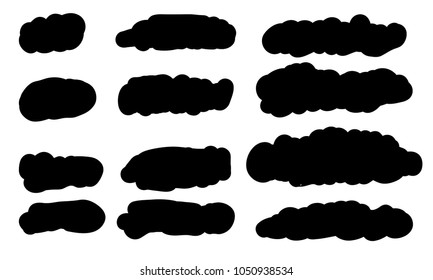 12 Brush set for text space. black paint brush. ink stroke texture backdrop.