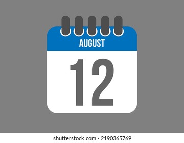 12 de agosto. Icono de calendario para los días de agosto en color azul sobre fondo oscuro.