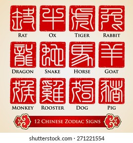 12 Chinese zodiac signs design