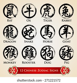 12 design de signos do zodíaco chinês