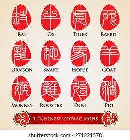 12 Chinese Zodiac Signs Design