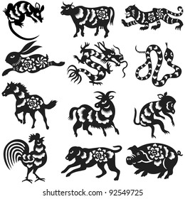 12 Chinese zodiac signs design svg